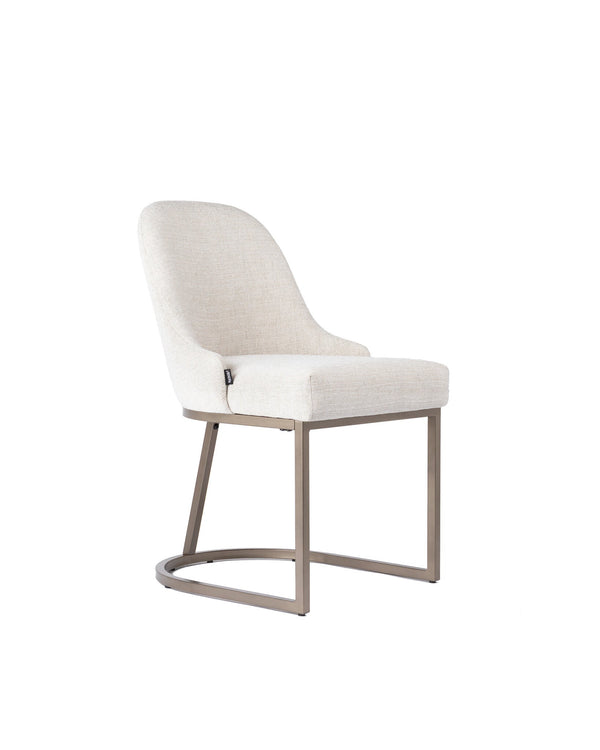 Dining Chair Beige Linen - Bronze Legs