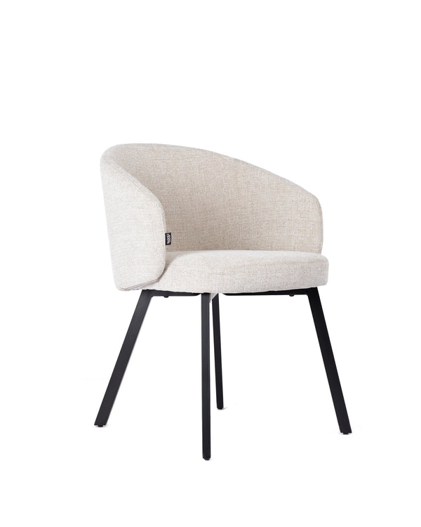 Dining Chair Beige Linen - Black Legs