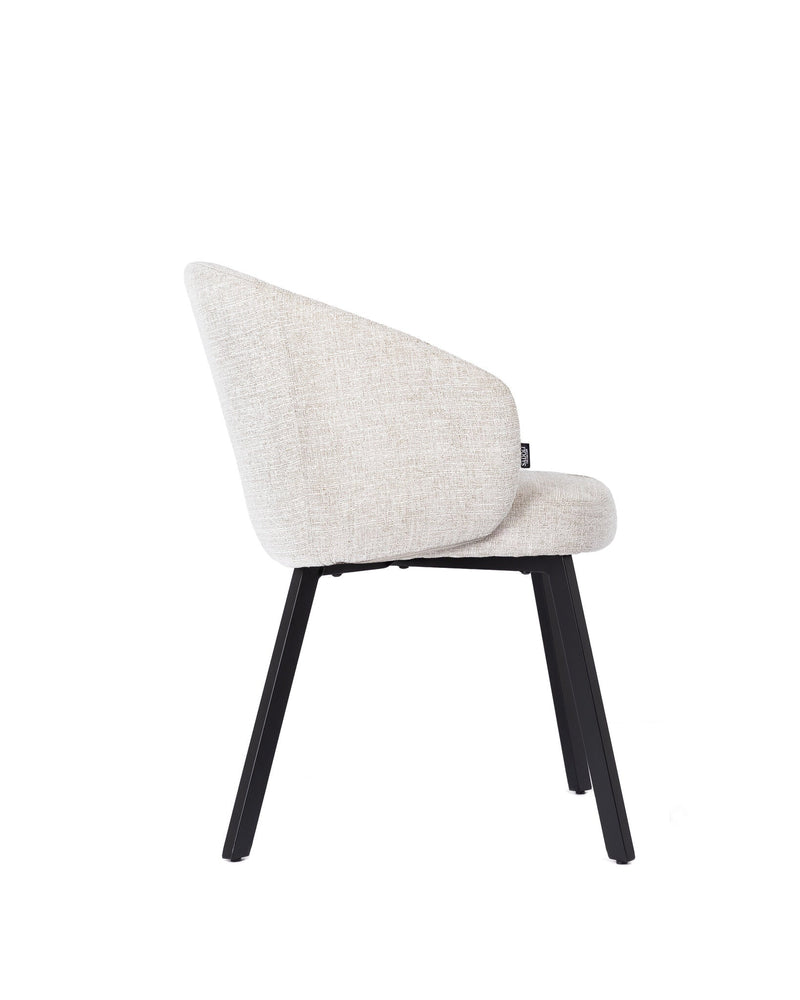Dining Chair Beige Linen - Black Legs